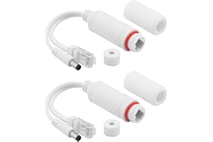 Leehitech 2 Pack DC12V Outdoor POE-Splitter, 10/100Mbps Wasserdichter 12V/2 A Power Over Ethernet Splitter, 48V PoE auf 12V/2 A, IEEE802.3af/at für IP-Kamera, WLAN Access Point, VoIP Telefon