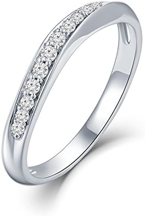 18ct 750 White Gold Diamond Accent Thin Band Wedding Proposal Engagment Ring (0.11 cttw, G-H Color, VS2-SI1 Clarity) Size K1/2