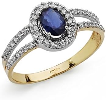 Bicolor sapphire ring 18k gold and cubic zirconia