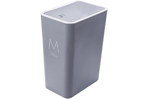 Katutude Abfalleimer mit Deckel für die Küche, 15L Kunststoff-Mülleimer mit Druckdeckel, Badezimmer-Mülleimer, Abfallkorb für Küche, Schmal, Hundfester Schlafzimmer-Mülleimer, WC, Büro