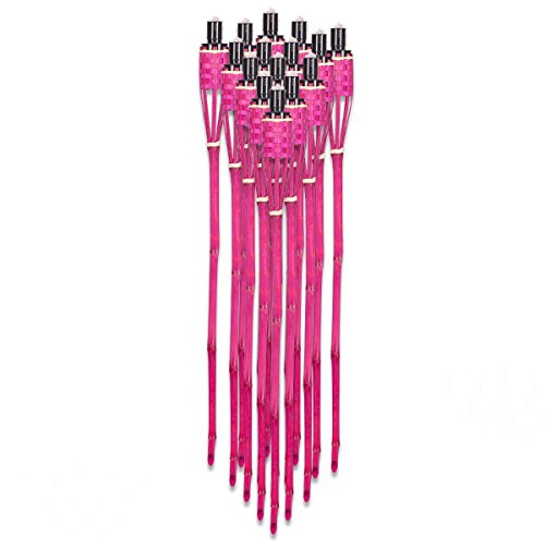 Noveste 18 Stück Rosarot Bambusfackel Gartenfackel Bambus Fackel Gartenfackeln Garten Deko 90cm