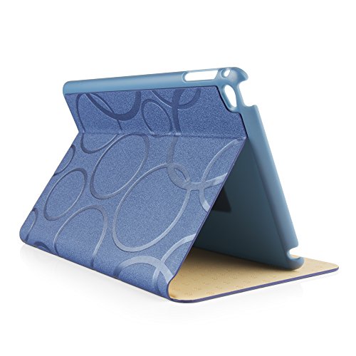 iPad Mini 4 Hülle, Deenor Colour Series Premium PU Leder Ultra Slim Light Weight Auto aufwachen / Schlaf Funktion Schutzhülle Hülle für Apple iPad Mini 4, Free: Screen Protector + Stylus Pen + Cleaning Cloth. (Dark blue circles) - 4