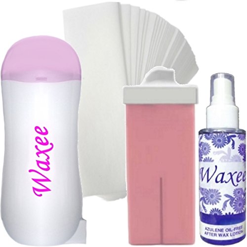 COMPLETE roll on waxing kit: 100ml roller wax, heater, strips, after wax oil HOT (Mini roll FOR FACE and EYEBROWS)