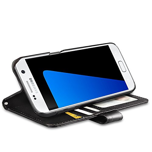 Samsung Galaxy S7 H  lle Brieftasche mit Standfunktion und Karte Halter  Flycool Ledertasche f  r Samsung Galaxy S7