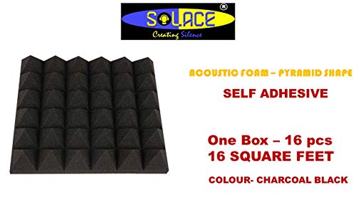 Solace Acoustic® Pyramid Studio Acoustic Foam-16 SQFT- 16 Pcs- 1 FT X 1 FT X 2"