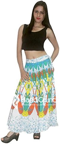Long Boho Rapron Skirt,Ethnic Mandala Skirt,Bohemian Style Multi Color Floral Round Ombre Mandala Print Casual Wear Floor Length Skirts For Girls