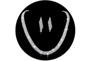 Ushiny Wedding Bride Jewellery Set Silver Crystal Necklace Earrings Set Dangel Earring Set for Women and Girls