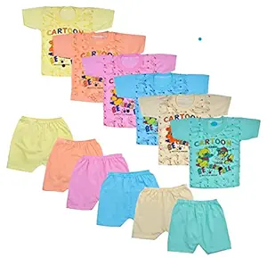 Shyamcollections Baby Boy and Baby Girl Dress Soft Hosiery Cotton Multicolour Half Sleeve T-Shirt and Shorts Set (Pack of 6) Size 0 Months Up to 6 Years (9-12 Months)
