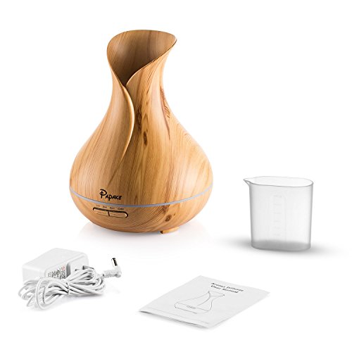 Aroma Diffuser, Papake Ultraschall Öl Diffusor Holzmaserung Luftbefeuchter Duftzerstäuber Humidifier 400ml mit 7 Farben LED Licht für Schlafzimmer Wohnzimmer Büro - 9