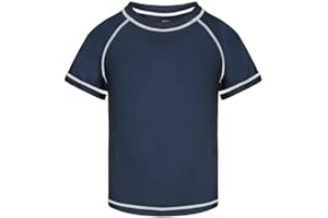 ozkzdp Boys Swimming Top Rash Vest Kids Short Sleeve Quick Dry Swim Shirts Rash Guard Swimwear for Boys