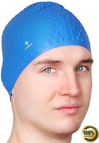 Uzza No 1 Pro - Swim Cap - Silicon Swimming Cap - Long Hair, Thick or Short - Perfect Head Fit - Anti-Tear -For Adults, Matured Kids, Younger Kids, Boys and Girls - Swim Hat
