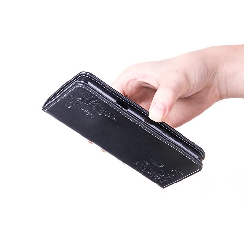 SKYXD Leder Hülle für Samsung Galaxy A5 2016 Rosen Blumen und Schmetterlings Muster,PU Folio Klappbar Schutzhülle [Brieftasche Kartenfach / Magnet / Standfunktion / Trageschlaufe] Klapphülle mit [Eule Handyanhänger + Eingabestift] 3 in 1 Zubehör Set Handy Tasche Etui for für Samsung Galaxy A5 2016 A510F Bookstyle Flip Case Leather Cover With [Stylus and Dust Plug]- Schwarz - 8
