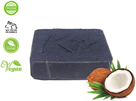Moisturizing, Unscented, Homemade, Natural, Black Soap with Activated Charcoal from Coconut Shells for Normal and Oil Skin – Organic, Pure, Anti-aging, Vegan, 100g