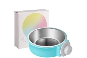 BEAUTYBIGBANG Ensemble de gamelles de Lapin Bol de Cage pour Petits Animaux et gamelle Suspendue en Acier Inoxydable pour Lapin Chinchilla Cochon d'Inde gamelle pour Hamster (Bleu)