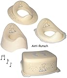 Badezimmer Zubehör - " Giraffe - creme " - Kinderschemel & Kindertritt / Nachttopf - Sitzverkleinerer - groß - ideal als Erhöhung & Sitz - Kinderhocker - auch für Toilettentrainer - für Kinder Mädchen Jungen - Bad Kunststoff - Trittbank - Tiere / Giraffen Zoo
