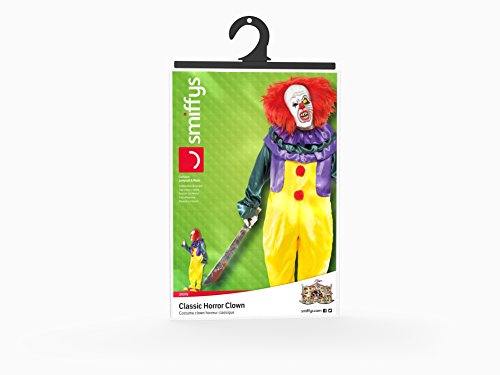 Smiffys Adult men's Classic Horror Clown Costume, Jumpsuit and Mask, Cirque Sinister, Halloween, Size M, 24376