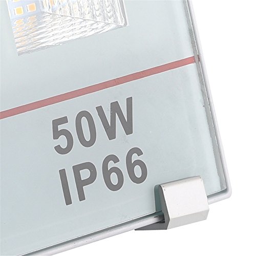 MCTECH® 50W LED Strahler Fluter Außen Scheinwerfer Ultraslim Flutlicht SMD LED 5 Lichtquelle zum Garten Hoflampe Wasserdicht IP65 Hochfestes Aluminium Wasserdicht Warmweiß (50W, Warmweiß) - 3