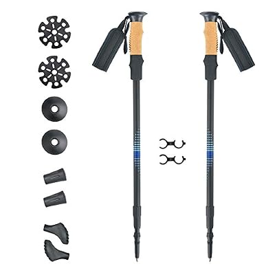 Mechhre Bâton De Marche Télescopique Anti Choc Aluminium Canne De Marche Réglable 65-135 Cm Pôle De Trekking Liège +Eva Poignée Randonnée Alpinisme Pédestre Voyage Sport Outdoor (Noir Bleu)