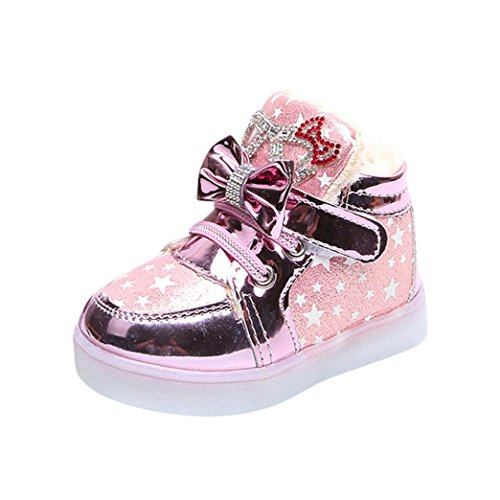 Preisvergleich Produktbild Hirolan Blinkende Kinderschuhe Kleinkind Krabbelschuhe Leuchtschuhe Blinkschuhe Mädchen Turnschuhe LED Winterschuhe Sneakers Sportschuhe Winterstiefel Schneestiefel (21, Rosa)