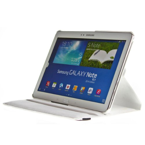 3in1 SET 360° Note 2014 Edition 10.1 Hülle + Folie + Pen Samsung Galaxy Note 10.1 SM P600 P605 Tasche Etui (Weiß) - 3