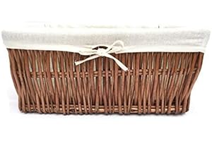TOPFURNISHING Full Wicker Strong Wider Big Deep Large Wicker Lined Handle Storage Basket Xmas Hamper Basket Gift[Oak,Extra Large 52x40x21cm]
