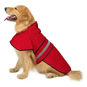 HDE Dog Raincoat Hooded Slicker Poncho for Small to X-Large Dogs and Puppies (Red, Large)