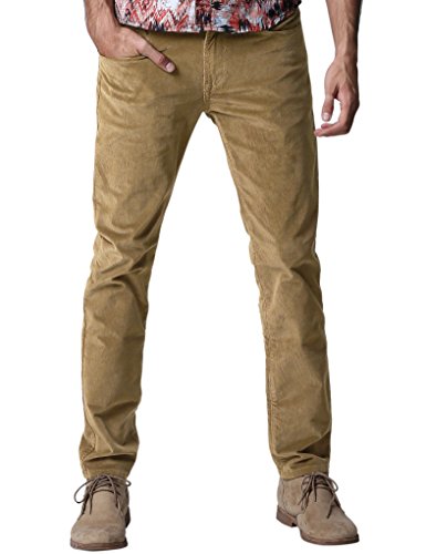 Match Mens Slim Casual Corduroy Trousers 8052 8052 Light Khaki