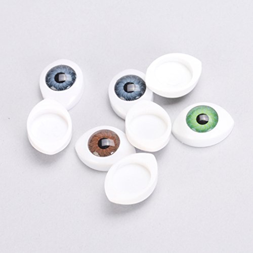 4 Farbe 8 Stück Oval Hohlkreuz Plastikaugen Puppenaugen für Puppen Maske DIY 10mm - 9