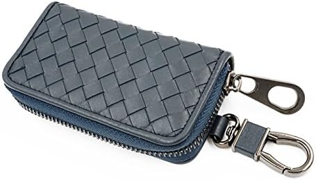 Tarhoo Car Key Case Genuine Leather Zipper Key Wallet with 6 Hooks in Gift Box for Holiday Gifts  (Navy Blue)