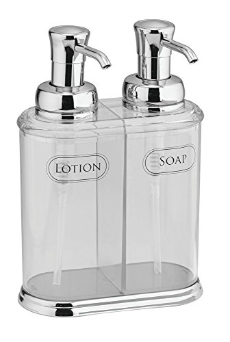 mDesign Seifenspender wiederbefüllbar – eleganter Pumpseifenspender aus Kunststoff mit Pumpköpfen aus Chrom – optimales Badzubehör mit jeweils ca. 350 ml Füllmenge - 2