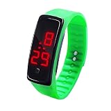 Tonsee LED Digitalanzeige Armbanduhr Fitness Armband Silikon Stoppuhren Sportuhren Schrittzähler Kalorienzähler Sport Smart Uhr Mode Sport Uhr Schrittzähler Uhr für Damen Herren und Kinder (Grün)