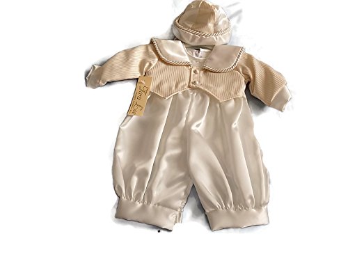 White & Gold Stripe Boy's Christening Suit (0-6 months)
