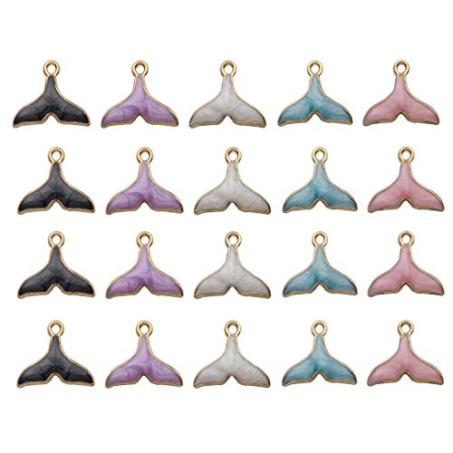 Colgante de esmalte chapado en oro para manualidades, joyería, collar, pulsera, pendientes, accesorios de bricolaje Mermaid Tail