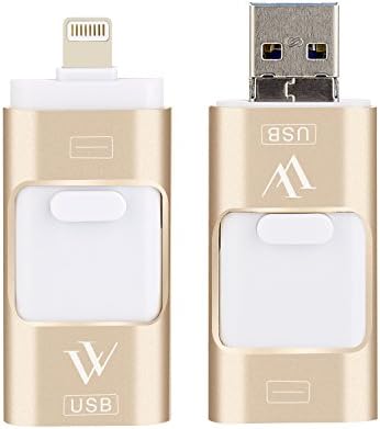 USB Flash Drive for iphone 32 GB Pen-Drive Memory Storage, USB 3.0 Flash Memory Stick External Storage for iphone Mac ipad Android Computers 3 in 1 (Gold)