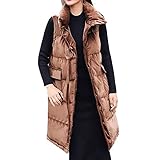 TianWlio Jacken Parka Mäntel Damen Herbst Winter Feste Warme Stehkragenjacke Dünner Knopf Winter Parka Outwear Mantel Weste WeihnachtenKaffee XL