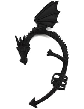 Elixir77UK Ohrklammer Schwarz Drachendesign kein Ohrloch nötig für linkes Ohr