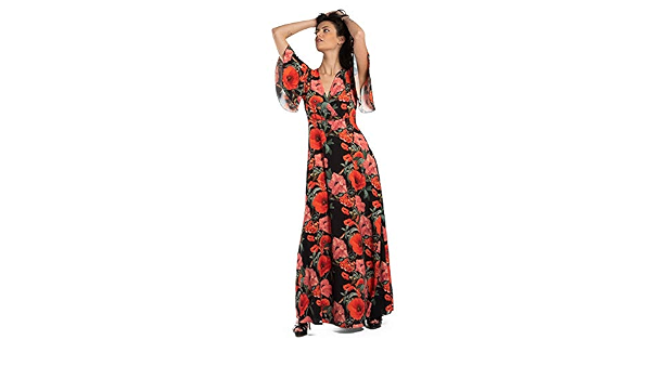 ANIYE BY Abito Olga Lungo MOD. 185656 Nero/Rosso M : Amazon.it:  Abbigliamento