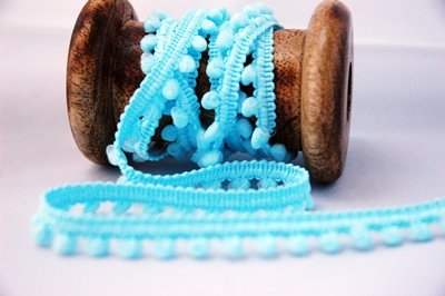 "Blue 5 mm Mini Pom Pom" 3 Metres Pom Pom Ribbon Trim
