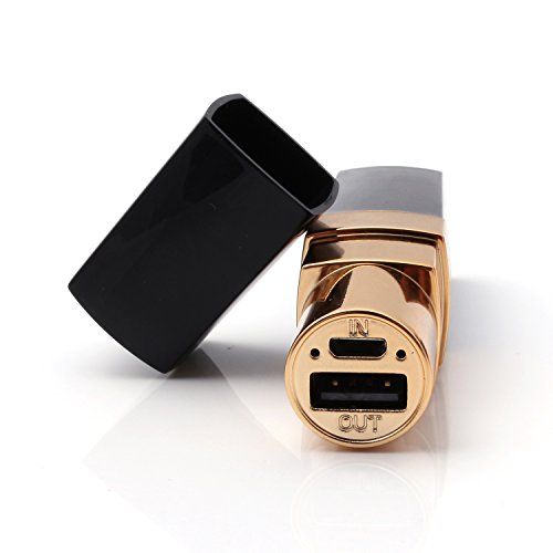 iProtect Lipstick Power Bank 4000mAh Externes Ladegerät in schwarz gold für Smartphones und andere USB-Geräte inkl. Micro USB Kabel - 3