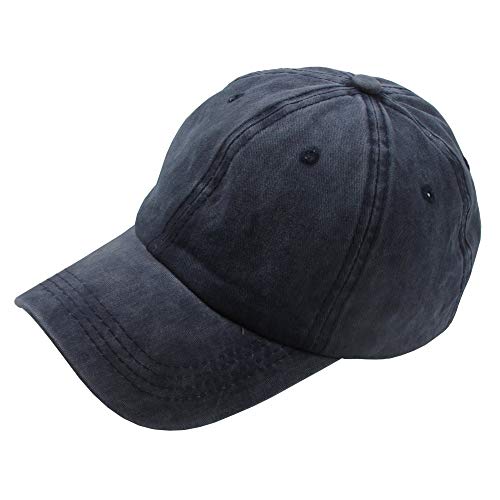 Sidiou Group Cappellini da baseball per cotone da sport per uomini e donne Snapback Caps Plain cappuccio lavato Blank Baseball caps Cappello del sole regolabile Unisex (Marina Militare)