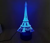 SmartEra® 3D optische Täuschung Eifelturm Beleuchtung Nacht 7 Farbwechsel USB Touch Taste LED Schreibtisch Tabellen Licht Lampe Tischleuchte - 2