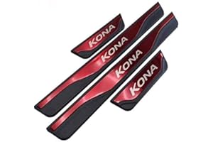 ENFILY Car Outer Door Sill Kick Plates Protector for Hyundai Kona 2017-2022, Threshold Welcome Pedal Strip Cover, Stainless Steel Auto Decoration Stickers Accessories