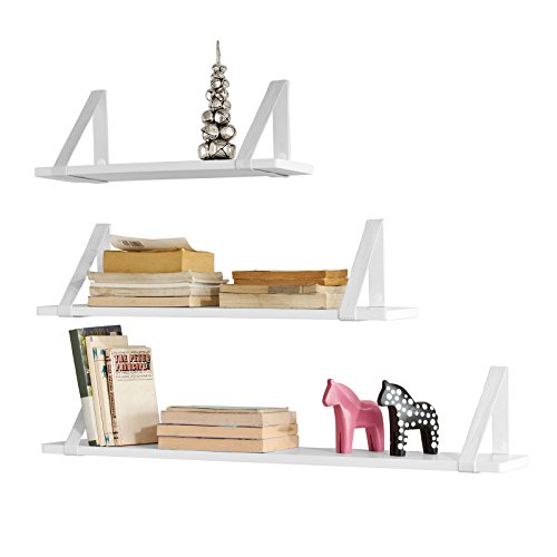 SoBuy® 3er Set Wandregal, Bücherbord 3-teilig, Schweberegale, Hängeregal, Wandbord mit Bänden, weiß, FRG29-W