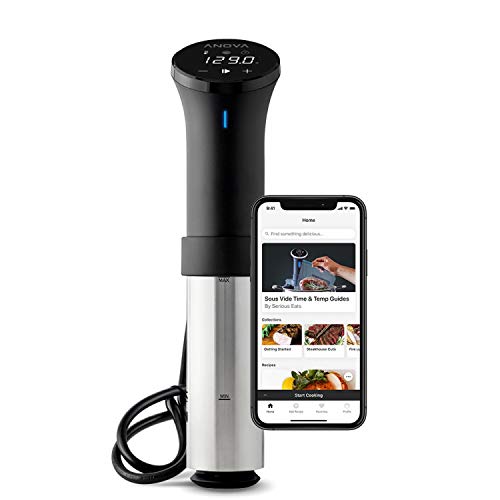 Anova Culinary | Sous Vide Precision Cooker (WiFi) | 1000 Vatios | Negro y Plata | App Anova incluida.