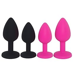 Rhinestone Silicone Anal Plug Sex Products Small Butt Plug Massager Erotic Sex Toys for Men Woman Adult,M Black - Image 2