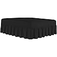 Rohi Luxury Deep Fitted Valance Sheet Double - Easy Care Plain Dyed Valance Fitted Sheet with 30cm Deep Frill - Hypoallergenic - Fit over Mattress (Double, Black)