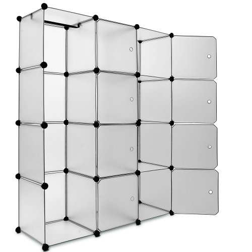 Regalsystem 12 Boxenfächer Steckregal Kleiderschrank DIY Garderobe Schuhregal Kunststoffboxen in transparent