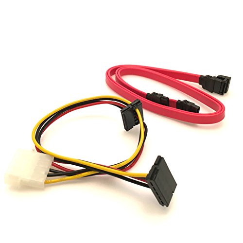 2x meeboo SATA Kabel 50cm rot + 1x SATA Molex Adapter | 1x gerade-abgewinkelt | 1x gerade-gerade | kompatibel bis zu S-ATA/600 | Serial ATA | 1,5GBs/3GBs/6GBs (abwärtskompatibel) | Premiumqualität - 2