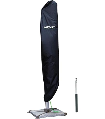 Housse Parasol Déporté AWNIC 4x3m | Imperméable 420D Oxford | Protection UV & Intempéries | Noire
