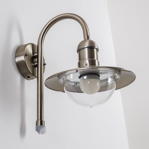 Außenwandleuchte Elima mit Bewegungsmelder aus Edelstahl in Bogenform - 8